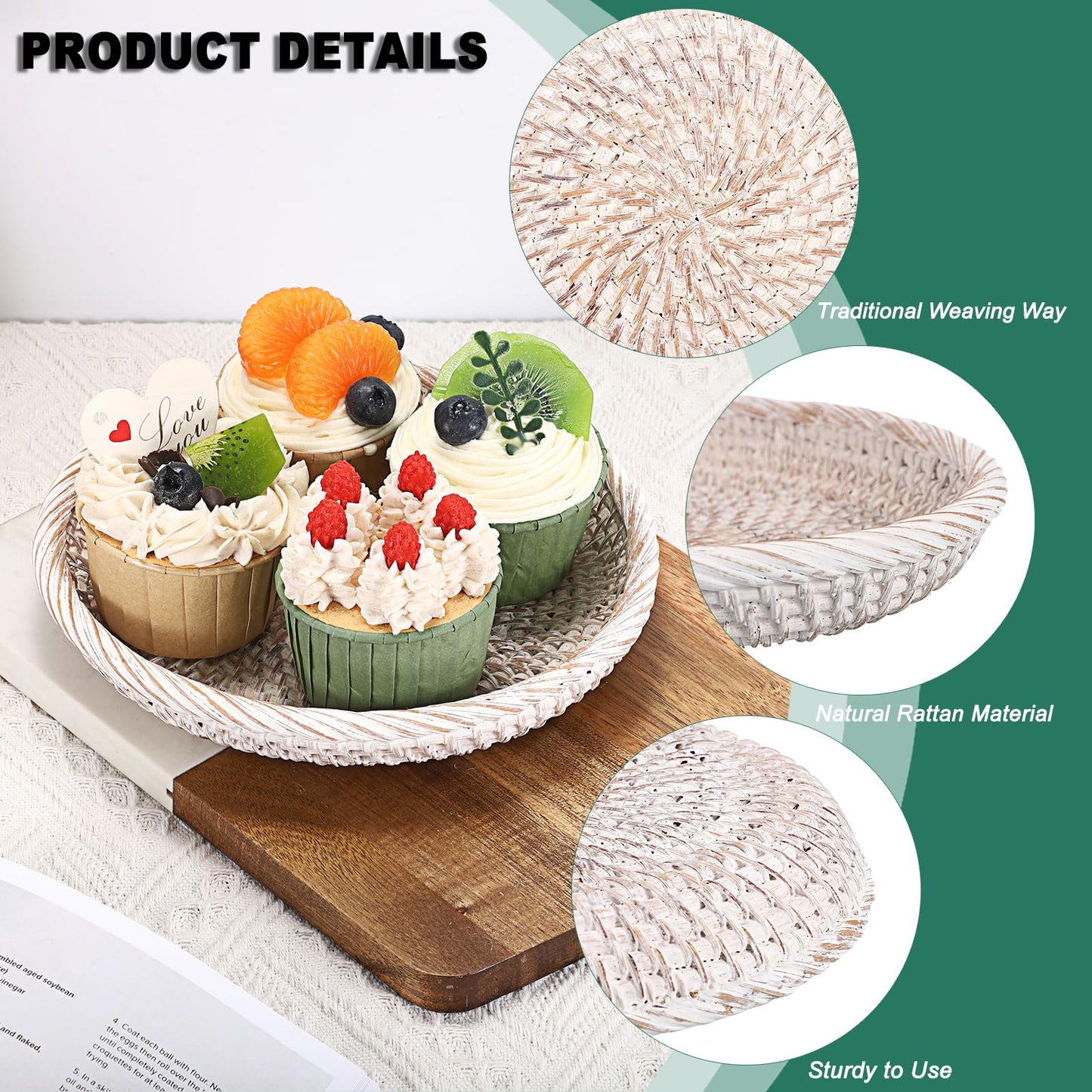 Hipiwe Small Key Basket Bowl for Entryway 7.6" Round Woven Wicker Basket Fruit Serving Tray Woven Basket Wall Decor Rattan Organizer Basket for Keys, Wallet,Whitewash