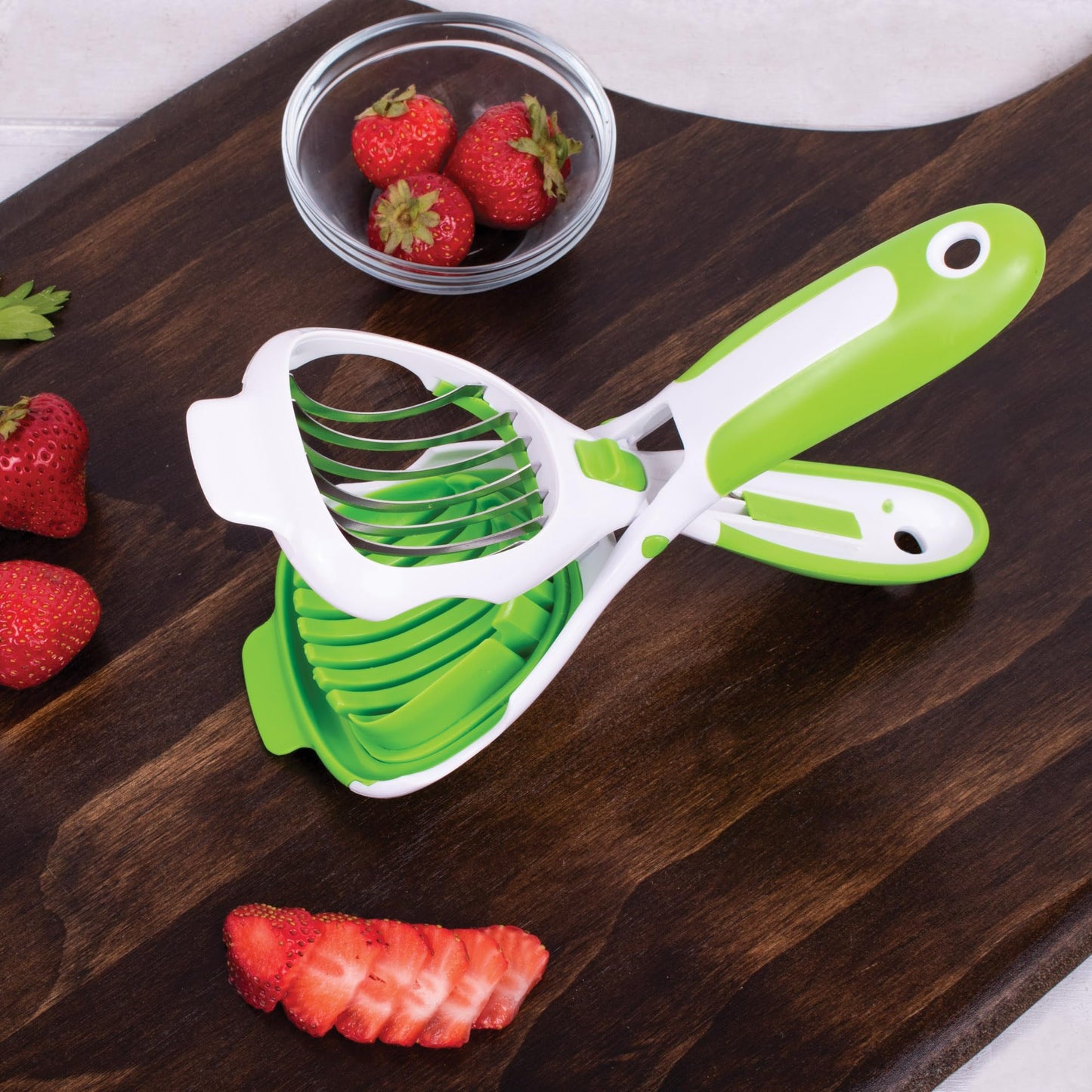 HIC Kitchen Handy Dandy Slicer For Eggs, Fruit, Mushrooms, Stainless Steel Blades, Non-Slip Grip, Spring-Loaded Action