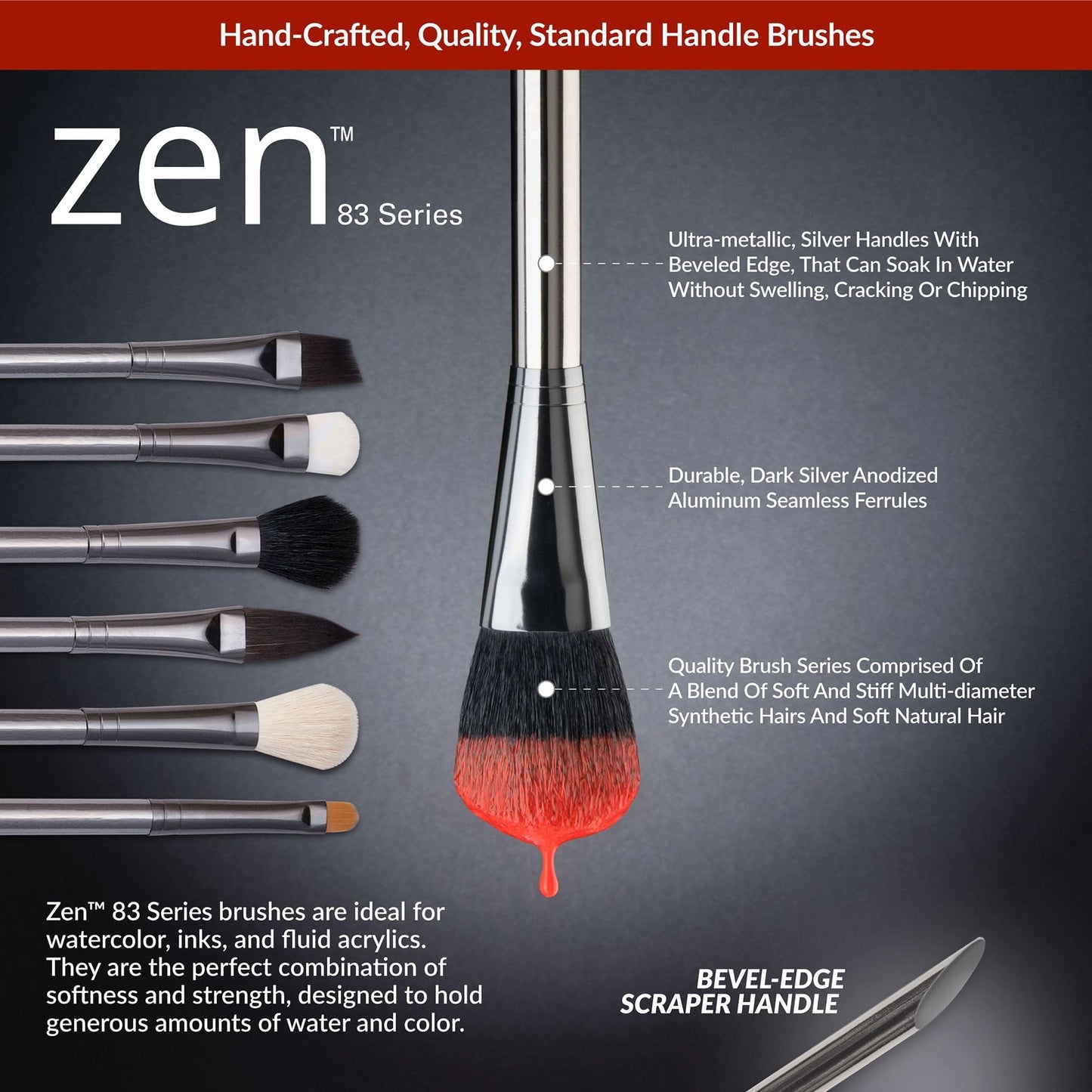 Royal & Langnickel Zen 5 Piece Watercolour Scrubber Paint Brush Set