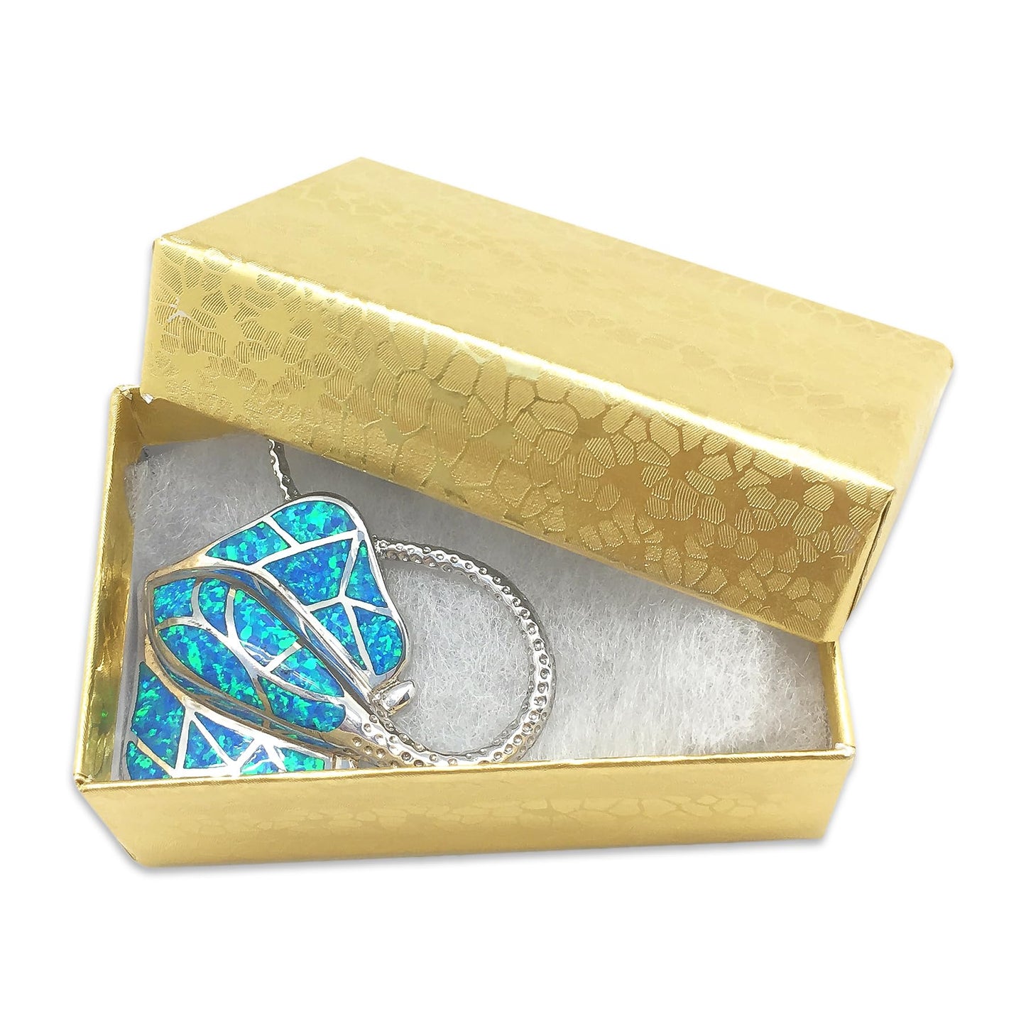 TheDisplayGuys - 25-Pack #21 Cotton Filled Cardboard Paper Jewelry Boxes Gift Case - Gold Foil (2.6" x 1.6" x 1.0") - for Shipping or Storage