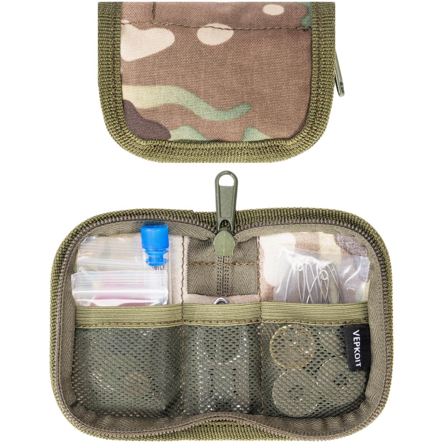 Military Sewing Kit, Marine Corps Deluxe Survival Sew Kit for Men or Women, Mini Repair Sewing Tools with Zipper in Durable Nylon Case, Portable for on The Field Use, Army Button Sewing Kit (Multi)