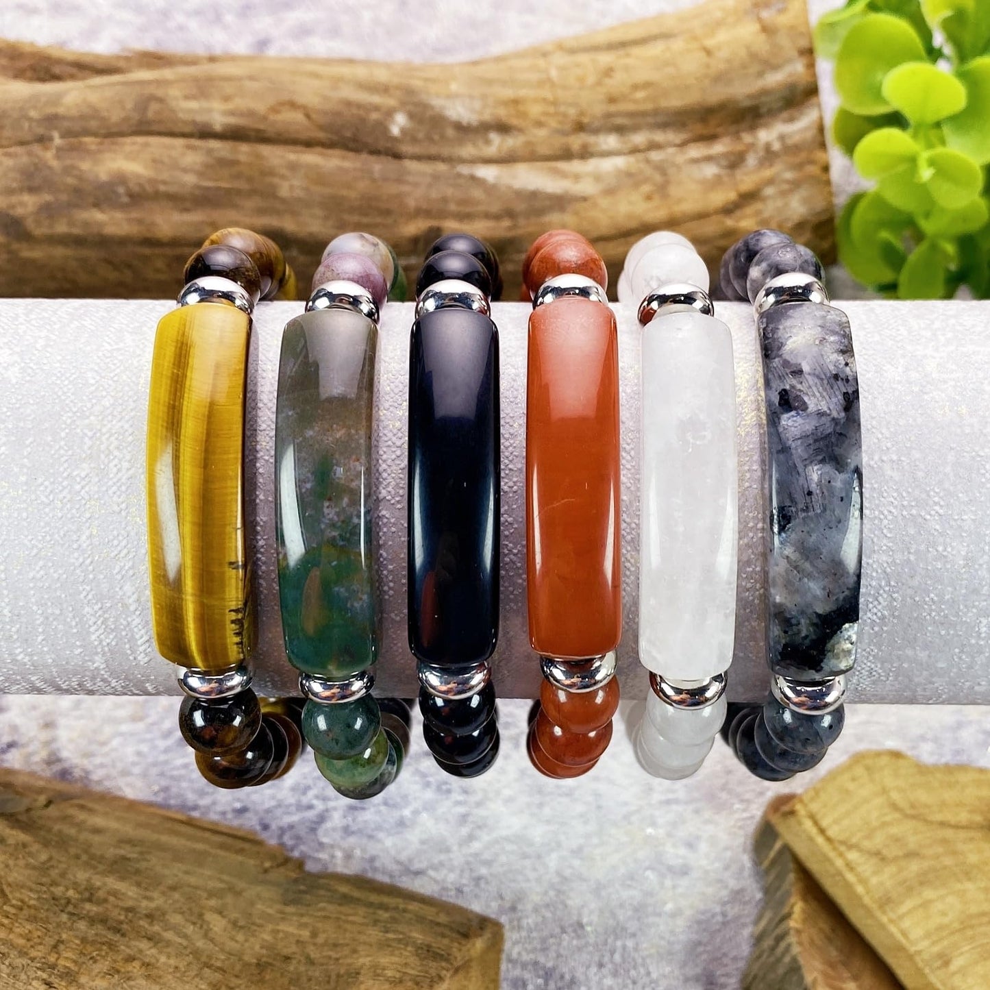 EDEN'S CALL 8mm Healing Crystal Beads Stretch Bracelet Handmade Good Luck Energy Chakra Stone Beaded Bangle, Rock Quartz
