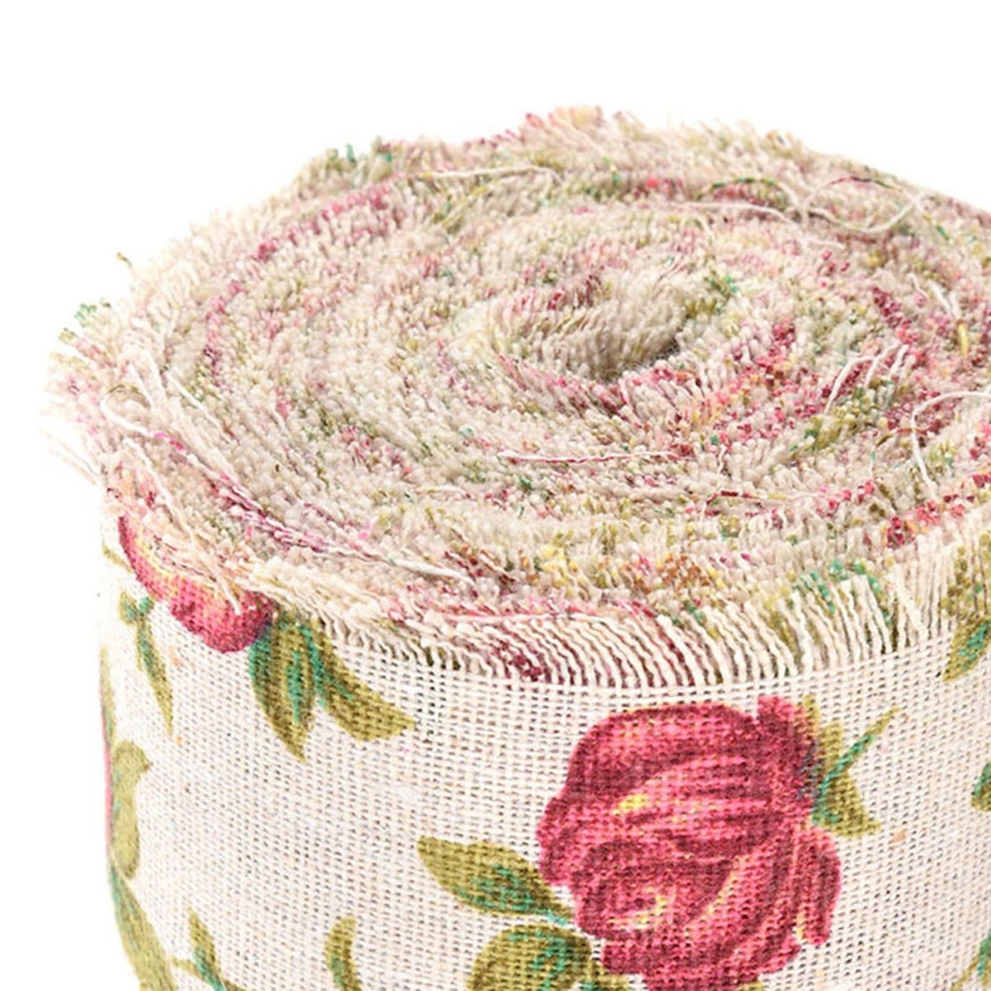 Printed Rose Flower Burlap Ribbon, 10m/32.8ft Hessian Jute Belt Strap Fabric, Wedding Birthday Party Decor, Home Embellishment