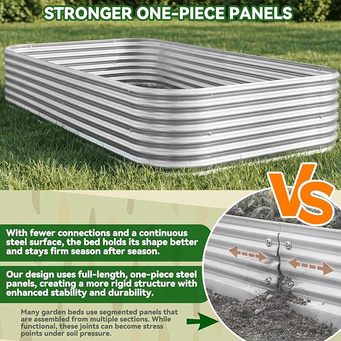 4 Pack Corrugated Galvanized Steel Raised Garden Bed Outdoor, Metal Above Ground Garden Bed for Vegetables and Flowers, Raised Beds for Gardening-4x2FT