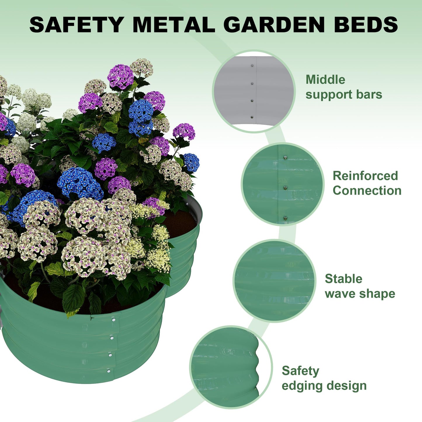 Garvee 2 Pack Galvanized Raised Garden Bed, Outdoor Planter Box with Open Base for Herbs, Veggies & Flowers. Rust-Resistant Raised Garden Beds, Ground-Connected Design for Deep Root Growth