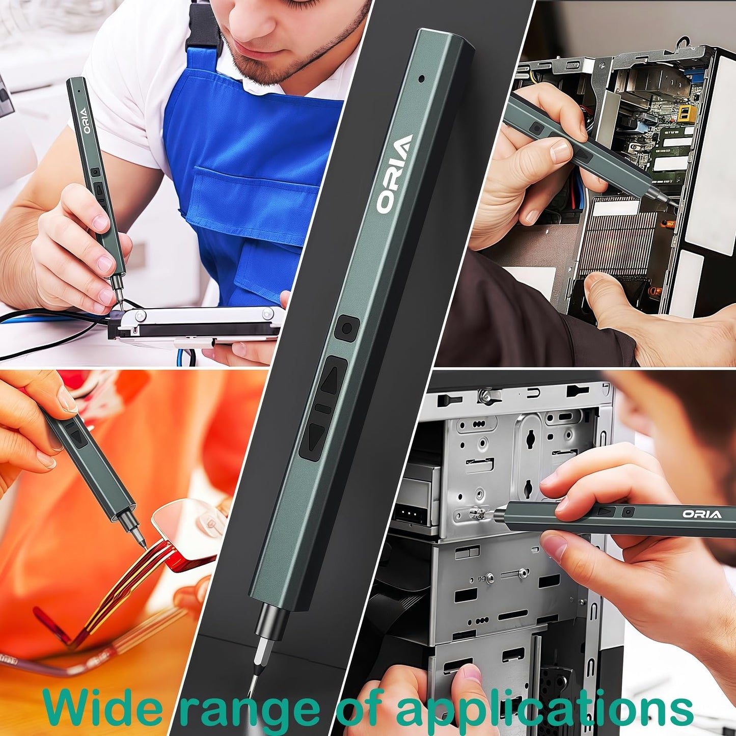 ORIA Electric Screwdriver Set, 33 in 1 Precision Screwdriver Set, Rechargeable Mini Electric Screwdriver, Portable Repair Tool Kit, LED Lights for Electronics Phone PC