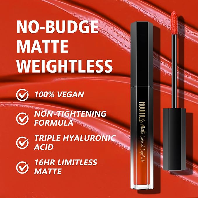 Red Lipstick Set Long Lasting 3Pc Matte Liquid Lipsticks for Women Non Transfer Smudgeproof Red Brown Orange Lipstick Kit Cruelty Free Lip Color, 13/50/51