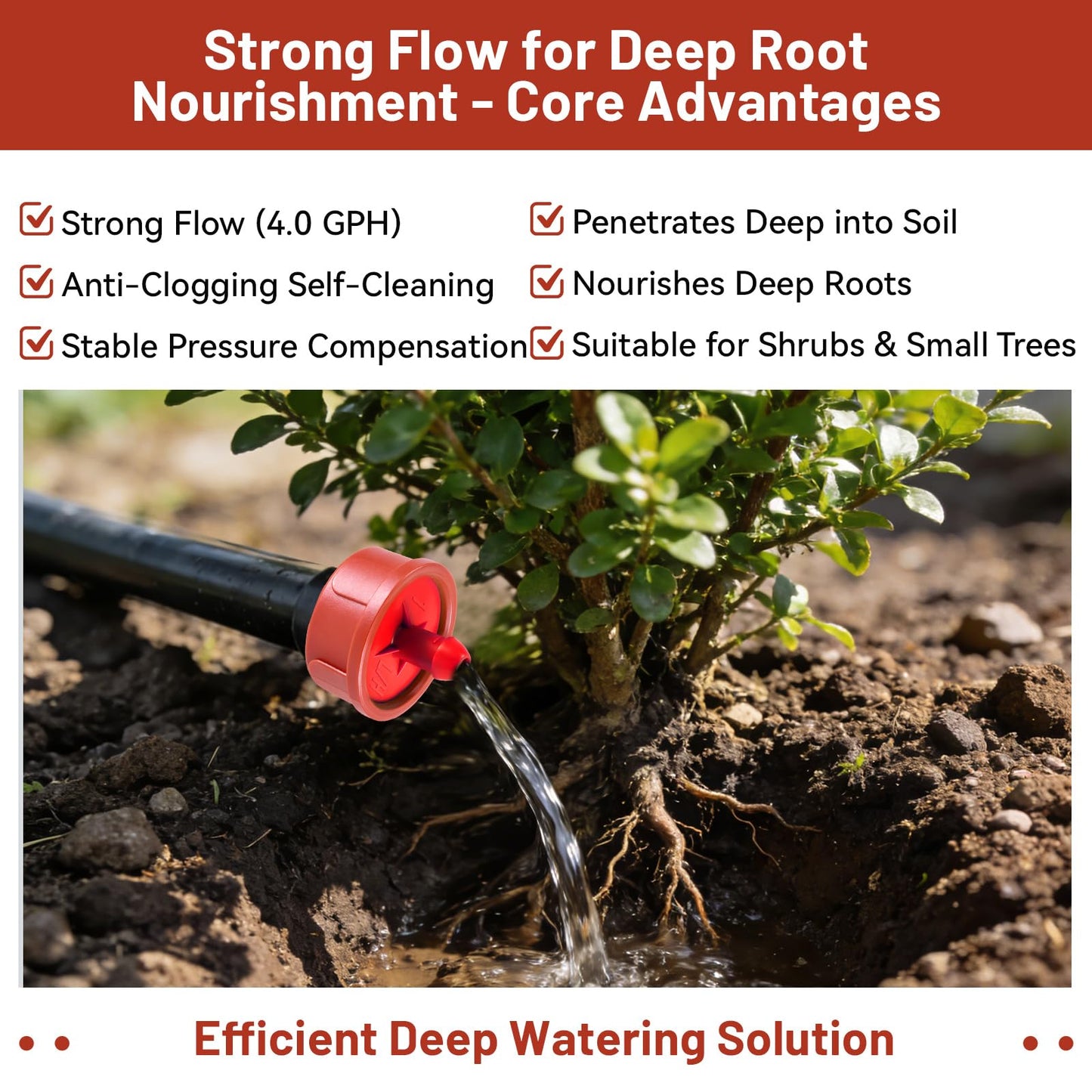 NRWRTY 50 PCS 4 GPH Pressure Compensating Drip Irrigation Spot Dripper, Max Flow Drip Irrigation Emitters Heads for Dry Soil Thirsty Plants, Irrigation Drippers Parts for Arid Area Outdoor Irrigation