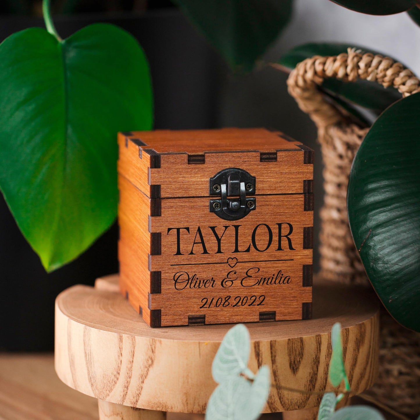 Candle in Engraved Wooden Box, Personalized Gifts for Couple, Engagement, Personalized Wedding gifts Anniversary