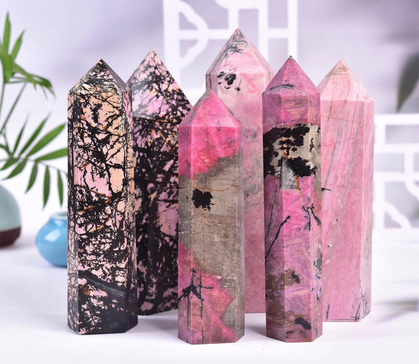 Rhodonite Stone Tower Obelisk Healing Crystal Stone Wand Natural Reiki Meditation Gifts 1.1-1.7 LBS