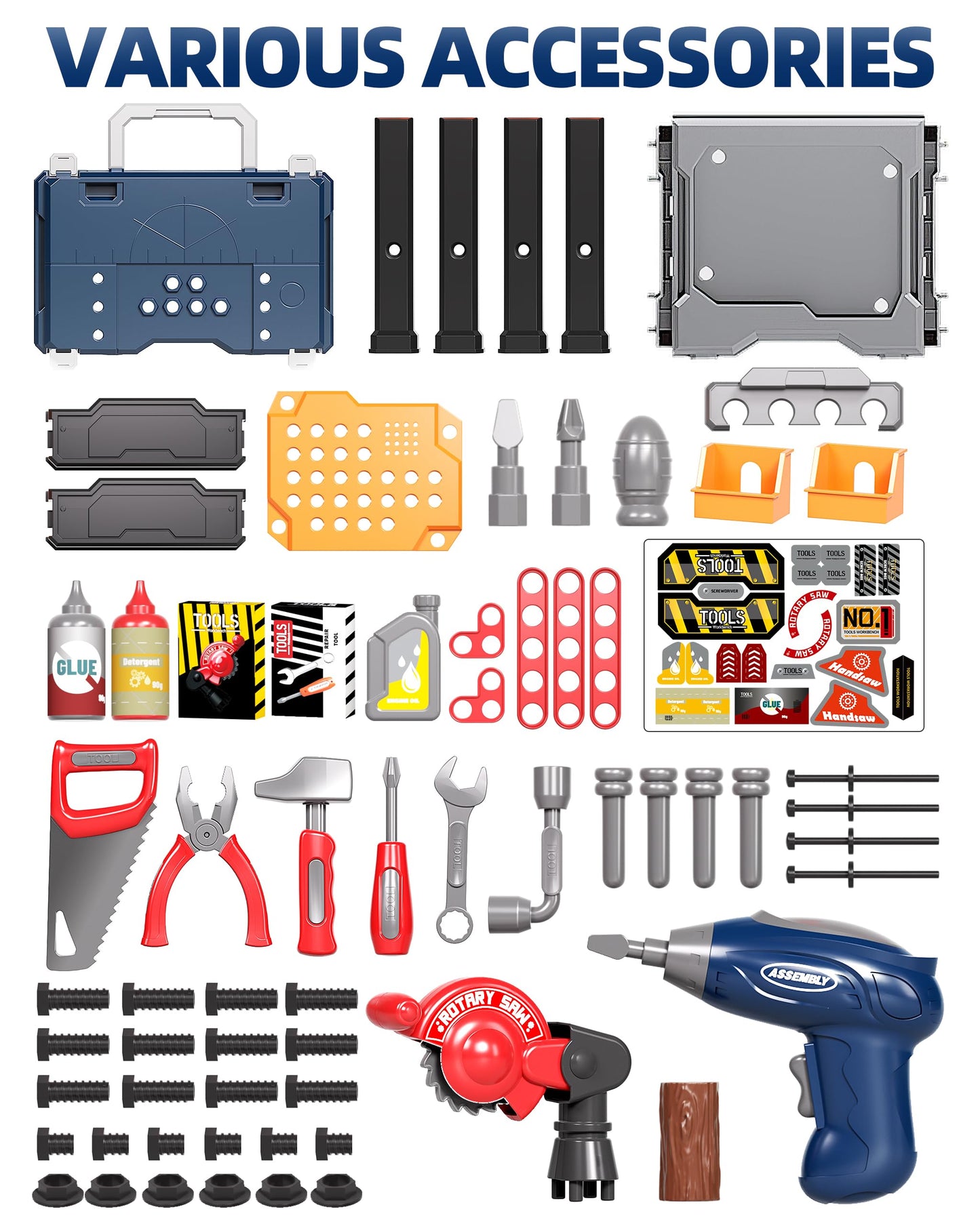 Deejoy Kids Tool Bench with Realistic and Electric Drill, Construction Workbench Toys for Toddlers 3-5, Toddler Bench Set for Boys & Girls Age 3-4