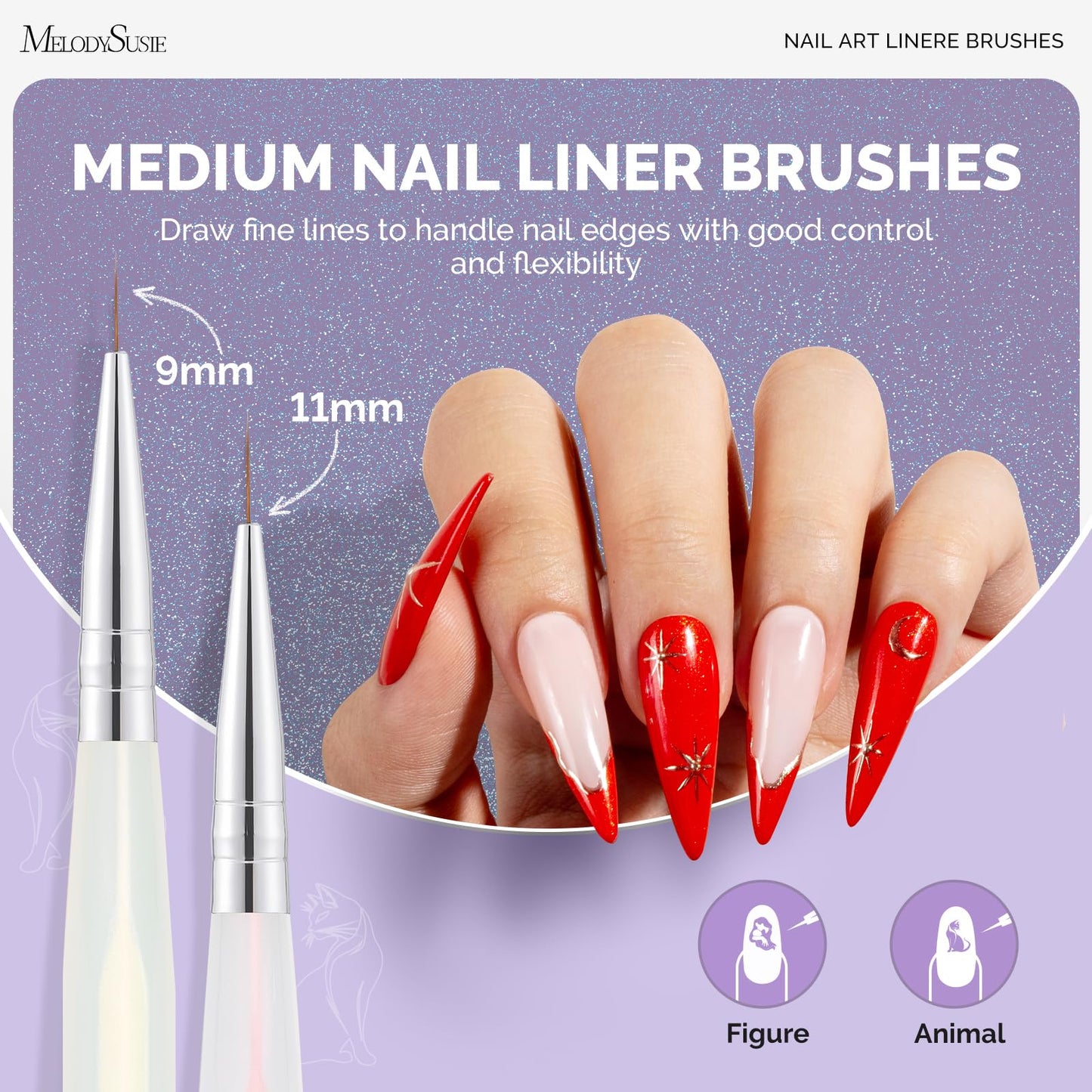 MelodySusie 5Pcs Nail Art Liner Brushes MelodySusie Nail Art Pens Set