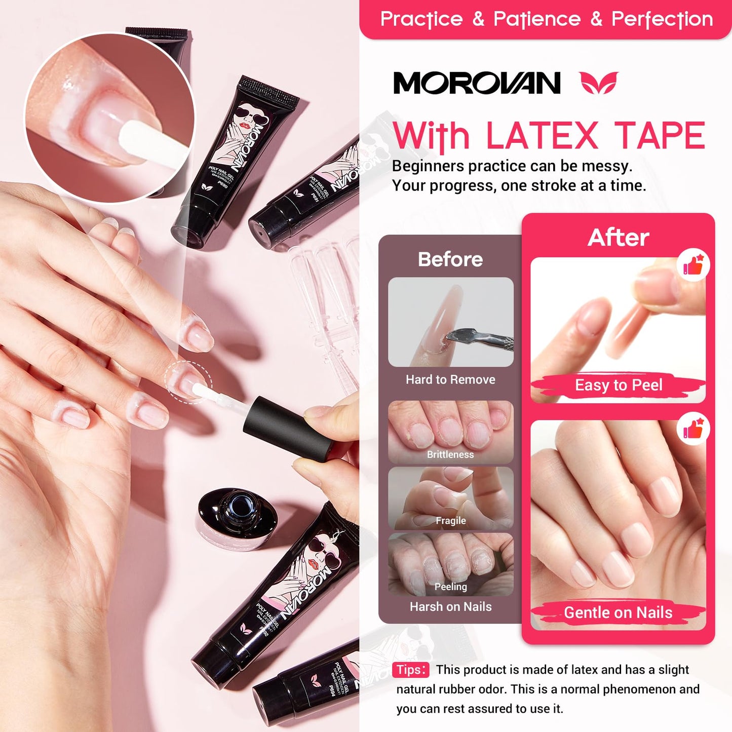 Morovan Poly Gel Nail Kit: All-in-One Beginners Practice Full Set With UV light & Slip Solution For Teens Nail Extension Gel Kit Starter At Home User Friendly & Salon Results for Home Manicures