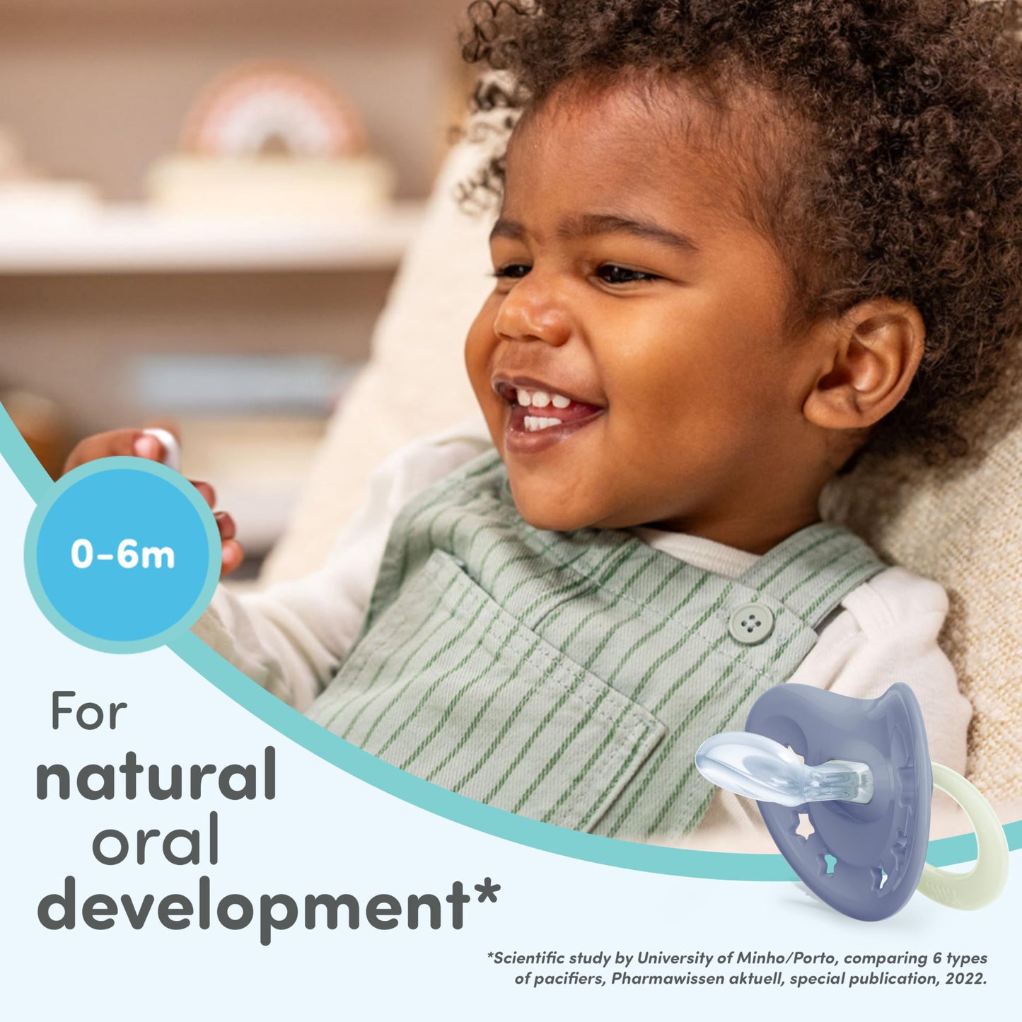 NUK Comfy Orthodontic Pacifiers for 0-6 Months – BPA-Free, 5-Pack, Soft & Durable Design for Baby Comfort