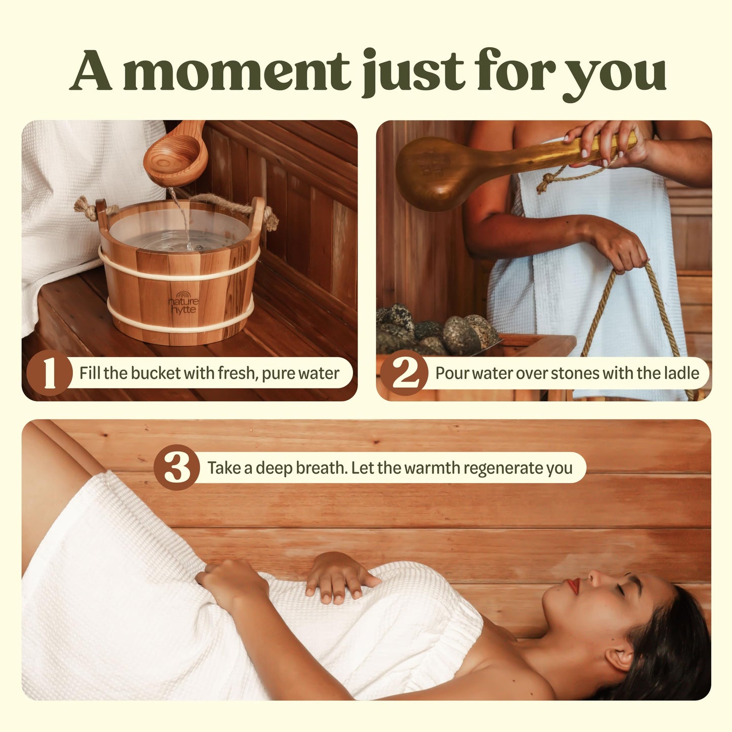Nature Hytte Red Cedar Sauna Bucket and Ladle Set 6L (1.6 Gallon) - Natural Rope Handle - Premium Red Cedar Wood - Natural Aroma - Elegant Gift-Ready Packaging