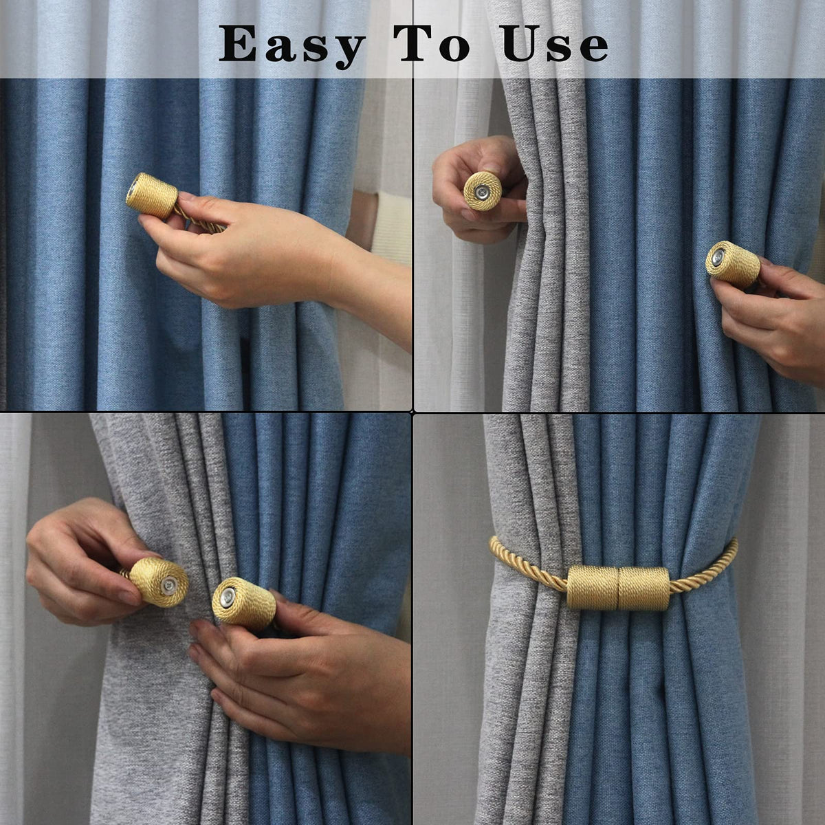 Magnetic Curtain Tiebacks Holdbacks Decorative Tie Backs for Windows Porlau (2 Count)