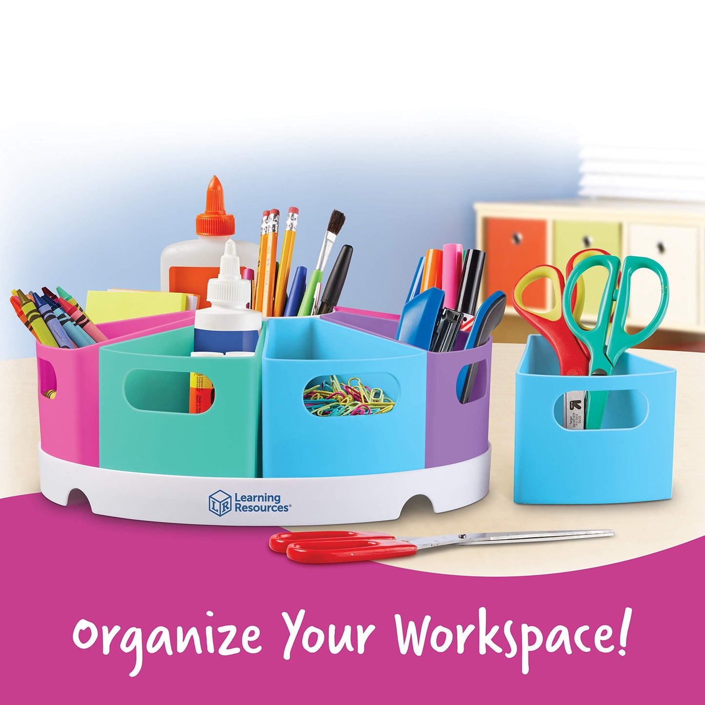 Learning Resources Create-a-Space Storage Center - Desk Organizer for Kids, Homeschool, Caddy, Back to School, Classroom Must Haves
