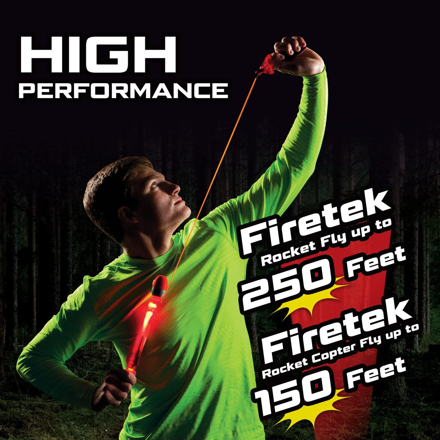 Zing Firetek Rocket Combo Pack, Light-Up Toys Include 2 Firetek Rockets (Fly up to 250 Feet), 2 Firetek Copters (Fly up to 150 Feet) and 1 Rip Zip Launcher, for Kids Ages 8 and Up