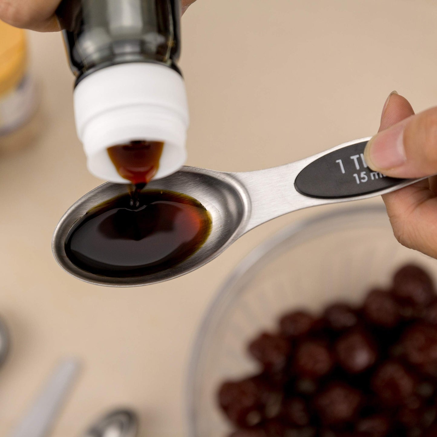 Measuring Cup and Magnetic Measuring Spoons Set, 5 Stainless Steel Nesting Measuring Cup & 7 Double Sided Stackable Magnetic Measuring Spoons & 1 Leveler, for Cooking Dry and Liquid Ingredient