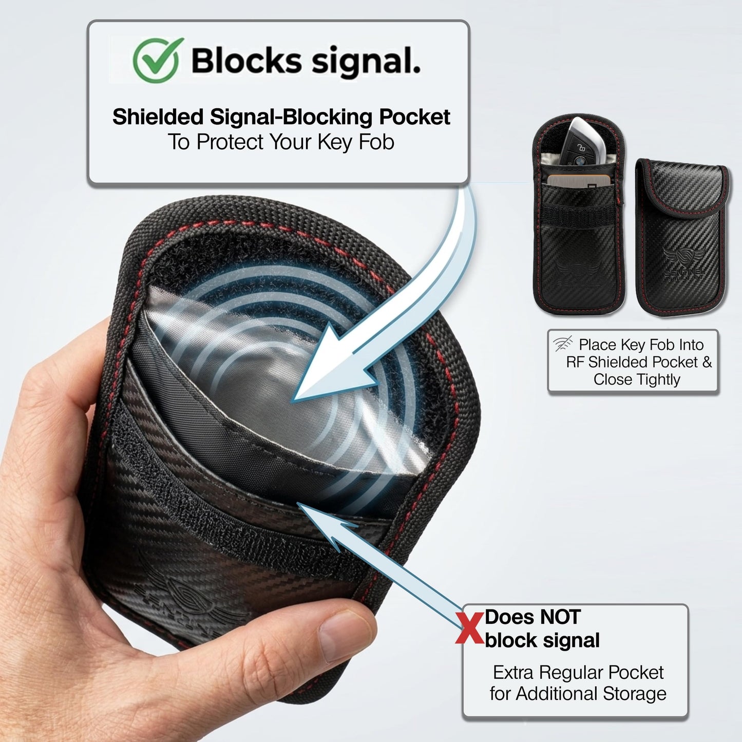 Premium Faraday Box with 2 Faraday Pouches for Car Keys - RFID Signal Blocking Box, Keyless Entry Key Fob Protector, Anti-Theft Signal Blocker for Car Security with PU Leather Design [Large Capacity]