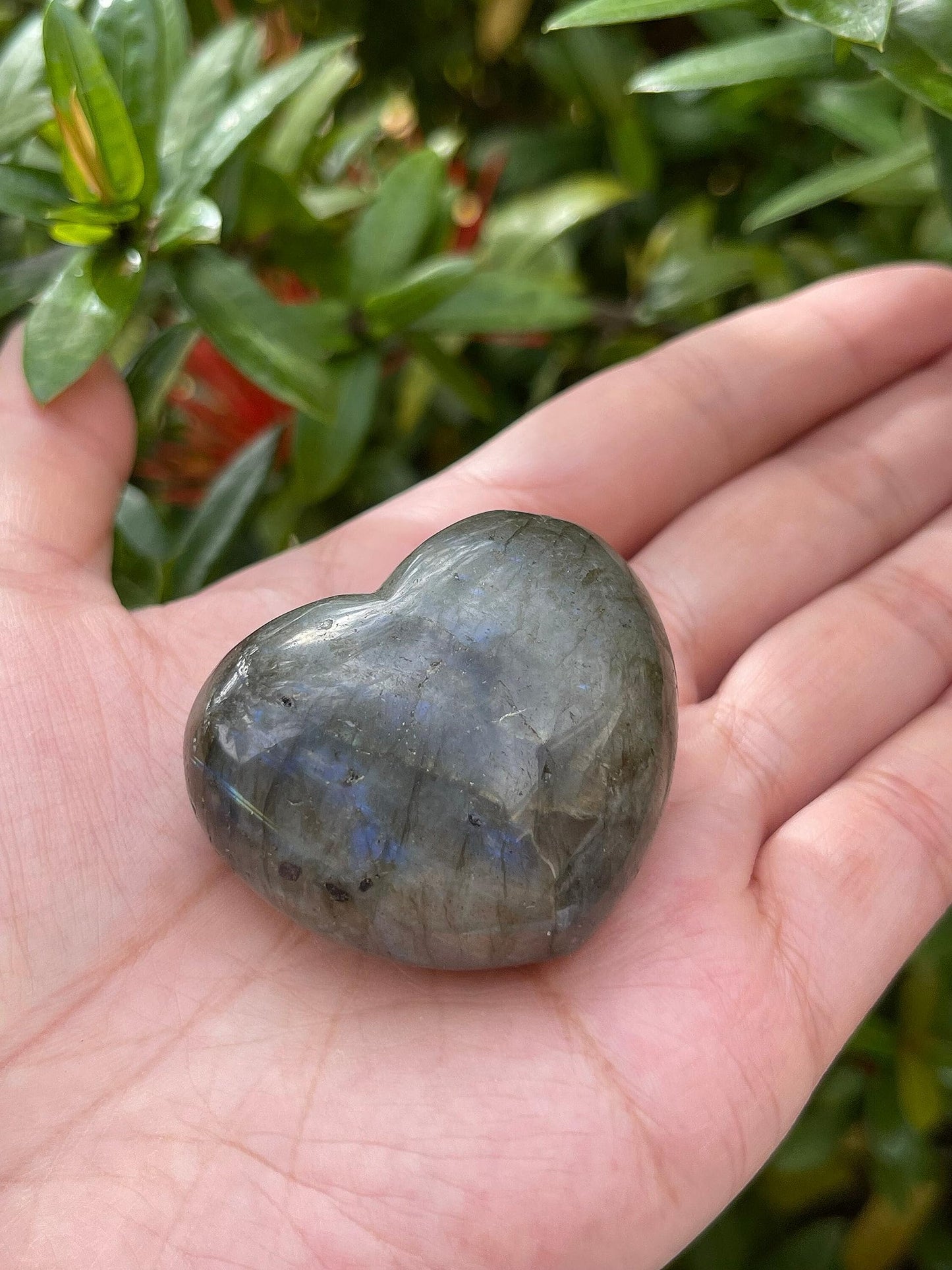 Labradorite Gemstone Hearts, Polished Labradorite Puffy Hearts, Labradorite Crystal Palm Stone, Labradorite Healing Crystal Hearts (1 Heart)