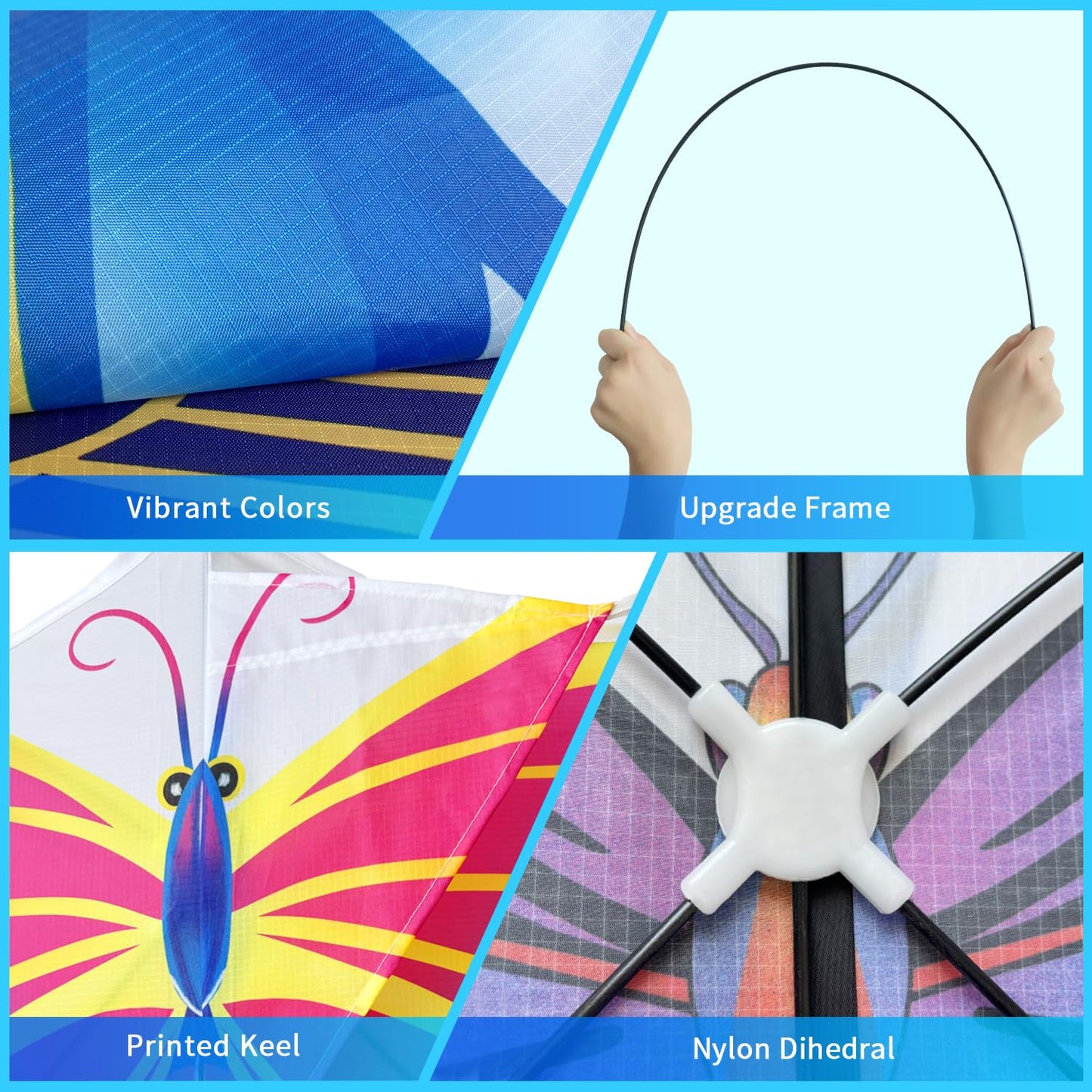 Xida Butterfly Kites for Kids & Adults, Extremly Easy to Fly, Large Kites for Adults, Single Line Kite for Beach Trip, with 200 FT String Handle, Beginners Kite for Kids Ages 4-8