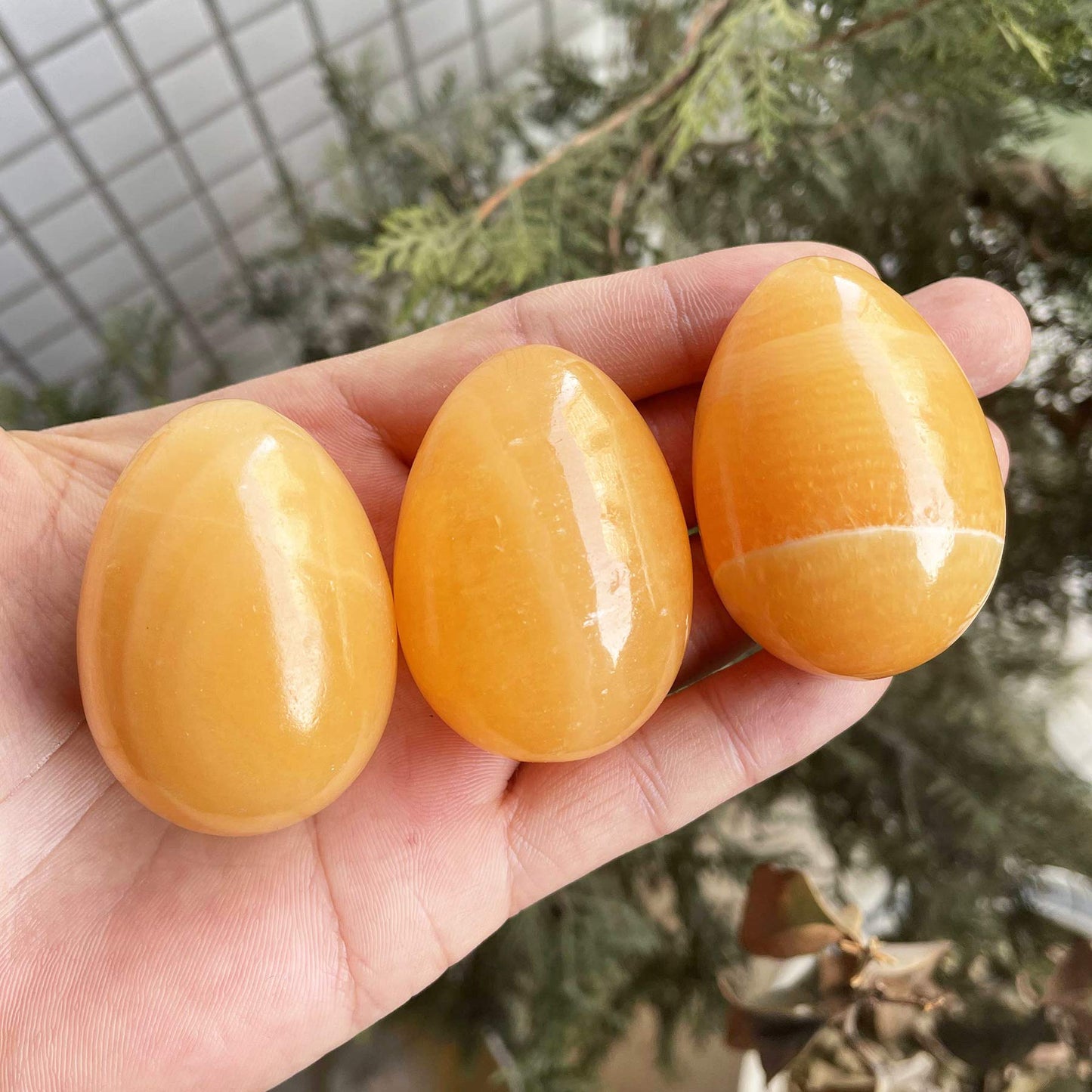 favoramulet Polished Stone Egg for Easter Day, Palm/Pocket/Worry Enegry Healing Crystal Display Sphere Figurine Fengshui, Ice Yellow Jade 1.8" x 1.3"