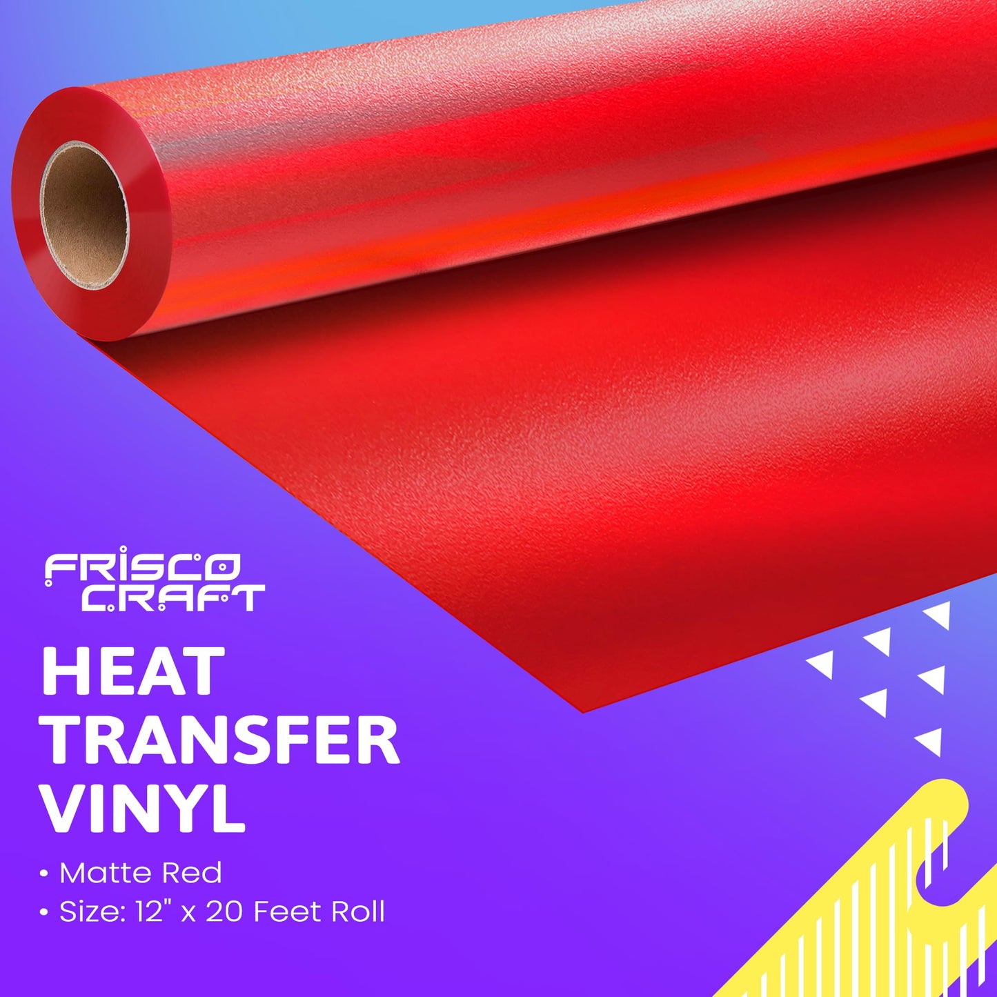 Frisco Craft HTV Vinyl Rolls - Heat Transfer Vinyl Rolls for Custom Prints - 12" x 20ft Matte HTV Roll - Iron on for All Cutter Machines - PU Heat Transfer - DIY (Red)