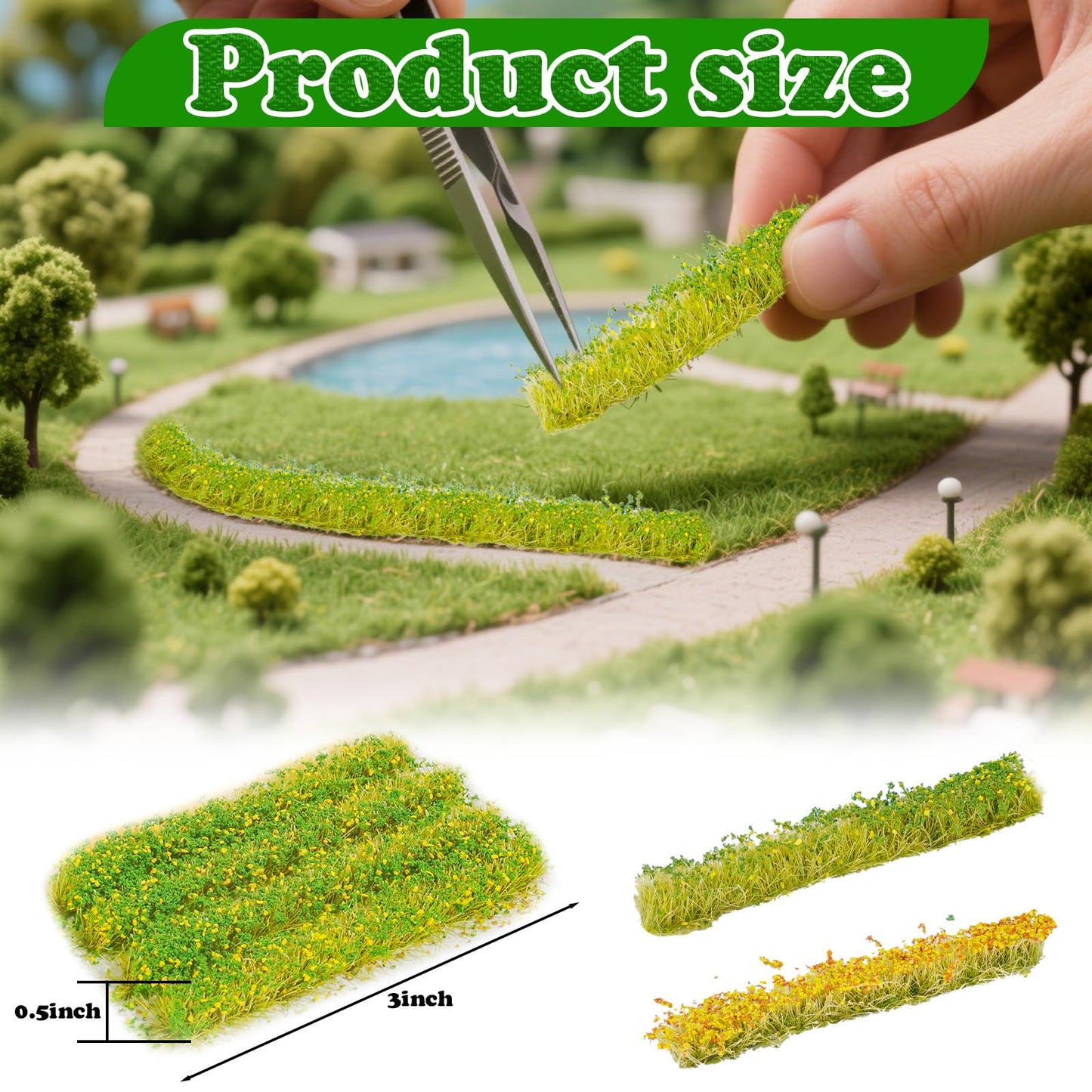 Warmtree 24 Pcs Static Grass Bushy Tufts Lowland Shrubs Model Kit Scenery Model DIY Miniature for Train Landscape Railroad Scenery Sand Military Layout Model War Gaming Terrain Diorama Supplies
