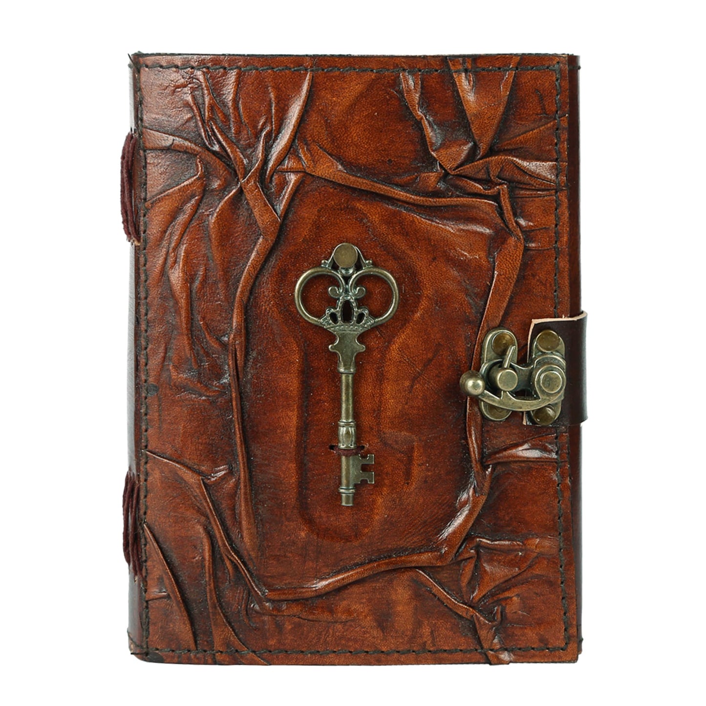 TUZECH Book of Spells Leather Bound Journal Deckle Edge Paper Grimoire Printed Diary Third Eye witchcraft supply and Witch Spell Notebook Antique Vintage Book for Men and Women (The Key)