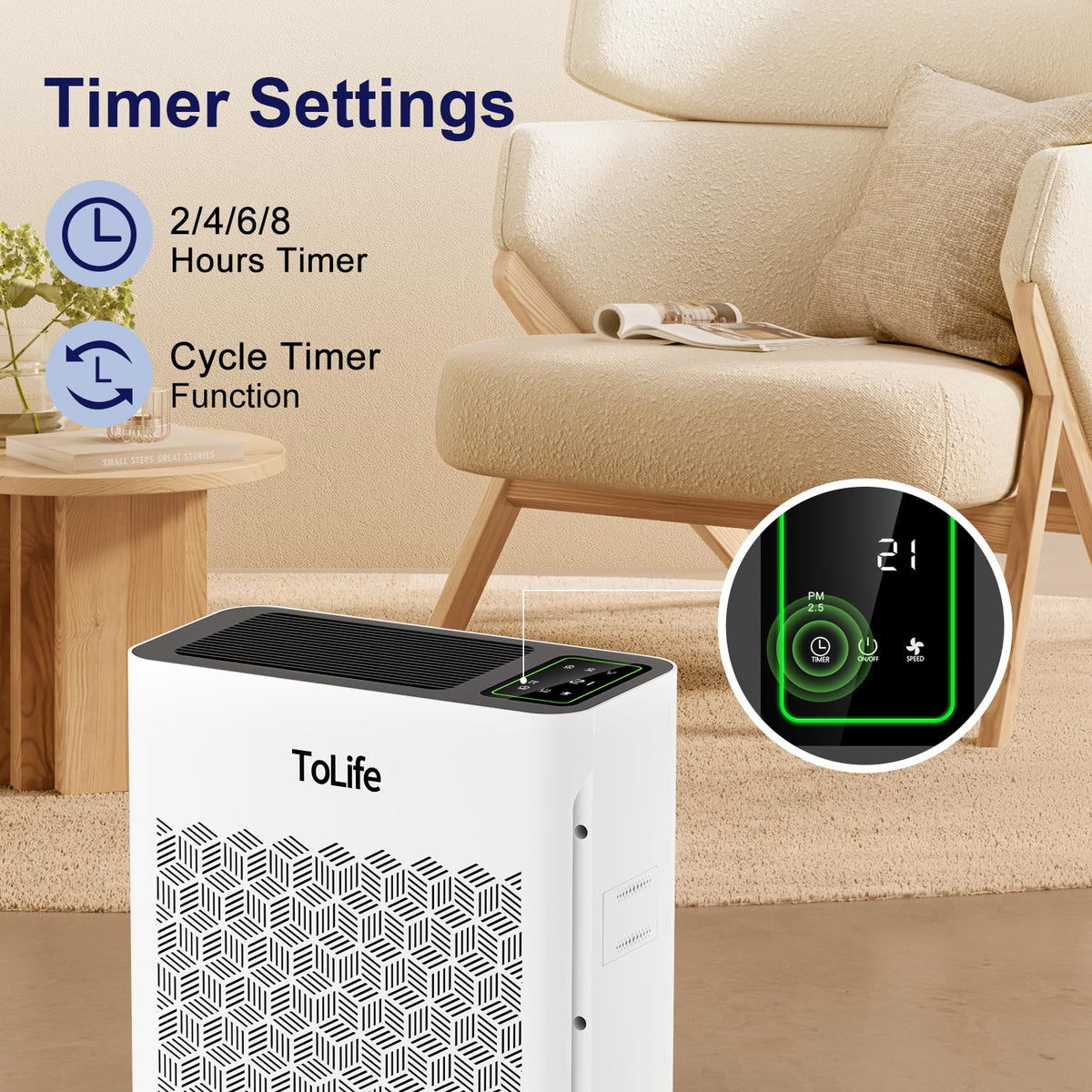 Tolife Air Purifier for Home Large Room up to 1095 Ft² with Sleep Mode