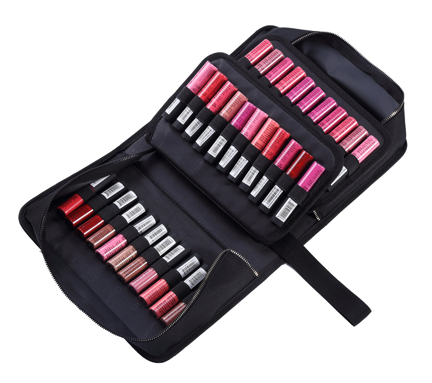 ROWNYEON Lipstick Organizer Case Lipstick Holder 67 Slots Portable Lip Travel Makeup Cosmetic Case Large Capacity Lip Gloss Carrying Case Makeup Artist Storage - Black