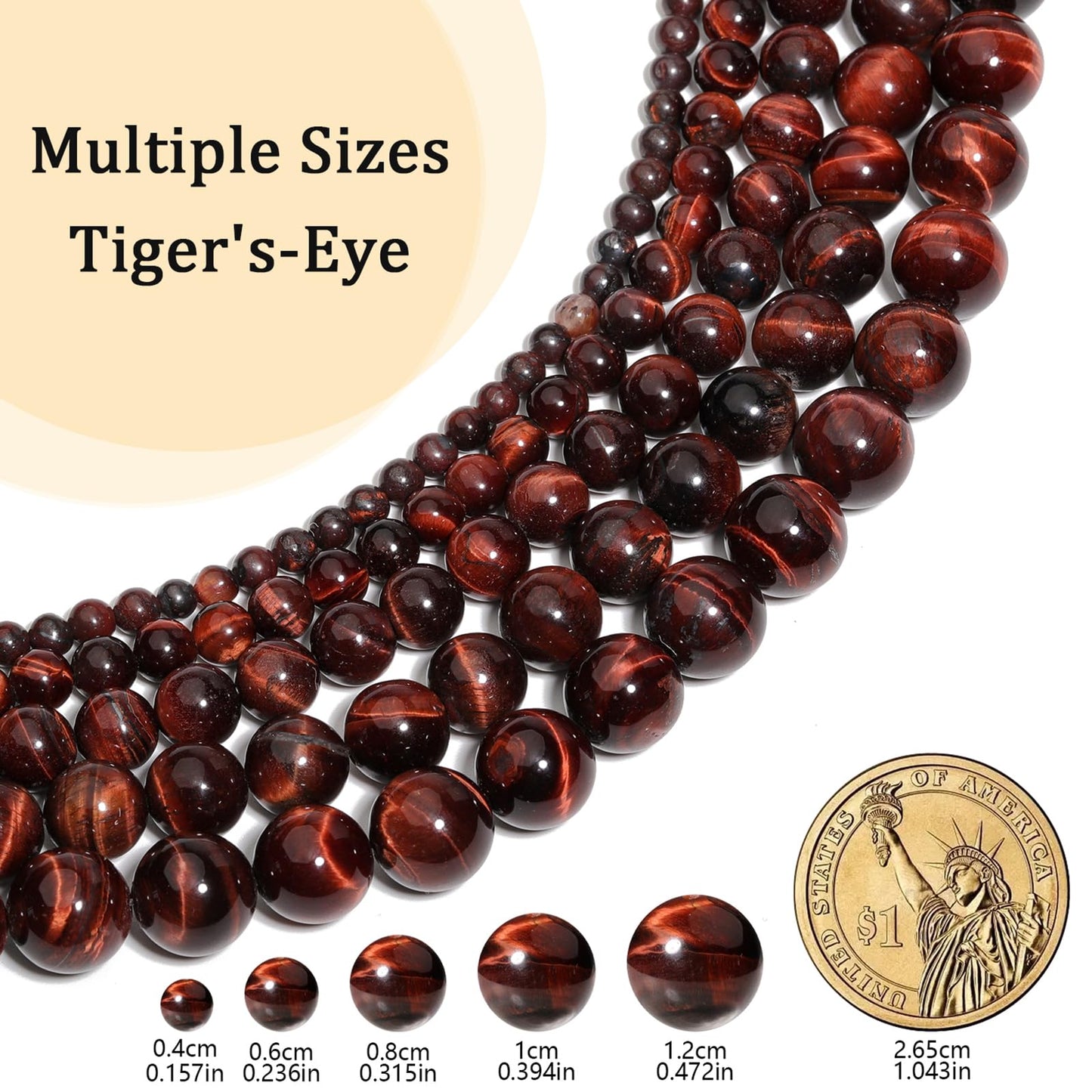 Yochus Natural Tiger Eye Beads, 60Pcs 6MM Onyx Agate Color Enhance Round Loose Beads Bulk, DIY Charm Smooth Gemstone Beads for Jewelry Making(4mm 8mm 10mm 12mm Beads)