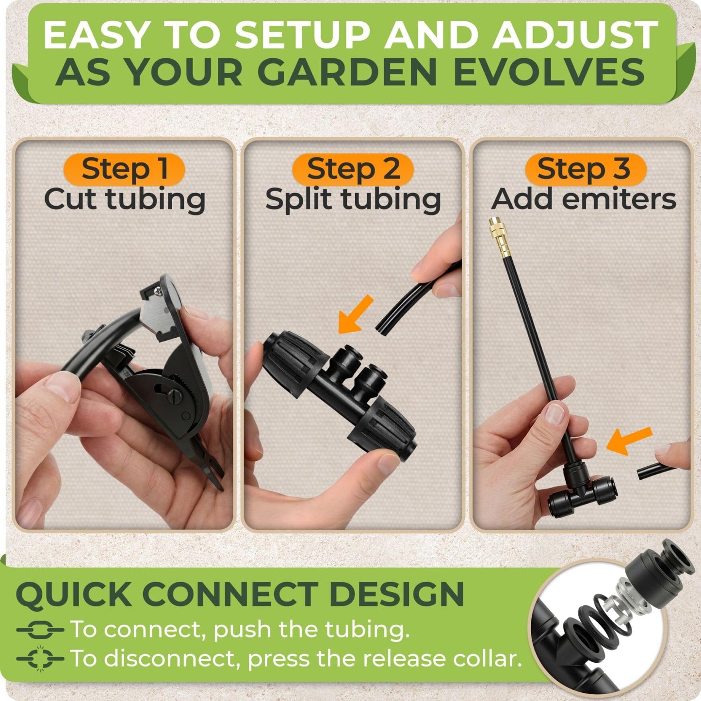 CARPATHEN 100FT Drip Irrigation System - Pressure Optimised Garden Watering System w 15pcs 360° Atomizing Nozzles, 16 Adjustable Drip Emitters 5/16 and 1/4 Tubing - Complete Watering Spray System