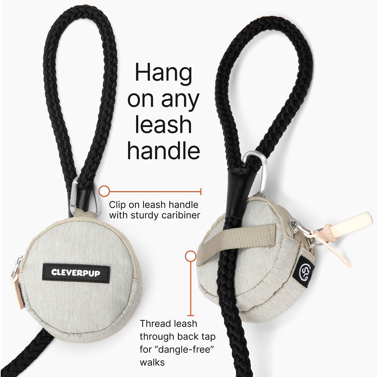 Cleverpup Dog Walk & Train Bundle - Hands Free Training Sling in Sand, Snackpack in Sand, & Small Nomad Bowl in Sand