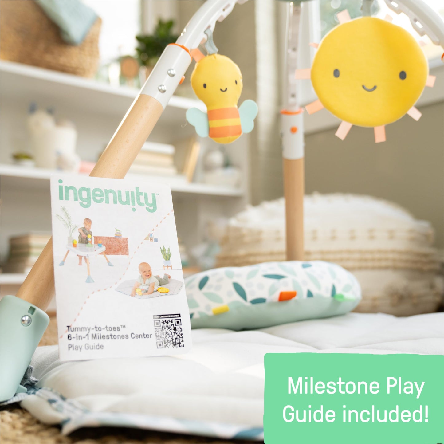 Ingenuity Tummy-to-Toes 6-in-1 Milestone Center, Play Gym, Foldable Mat, Music and Nature Sounds, Lights, Activity Jumper, Table, Playhouse, for Ages 0-48 Months