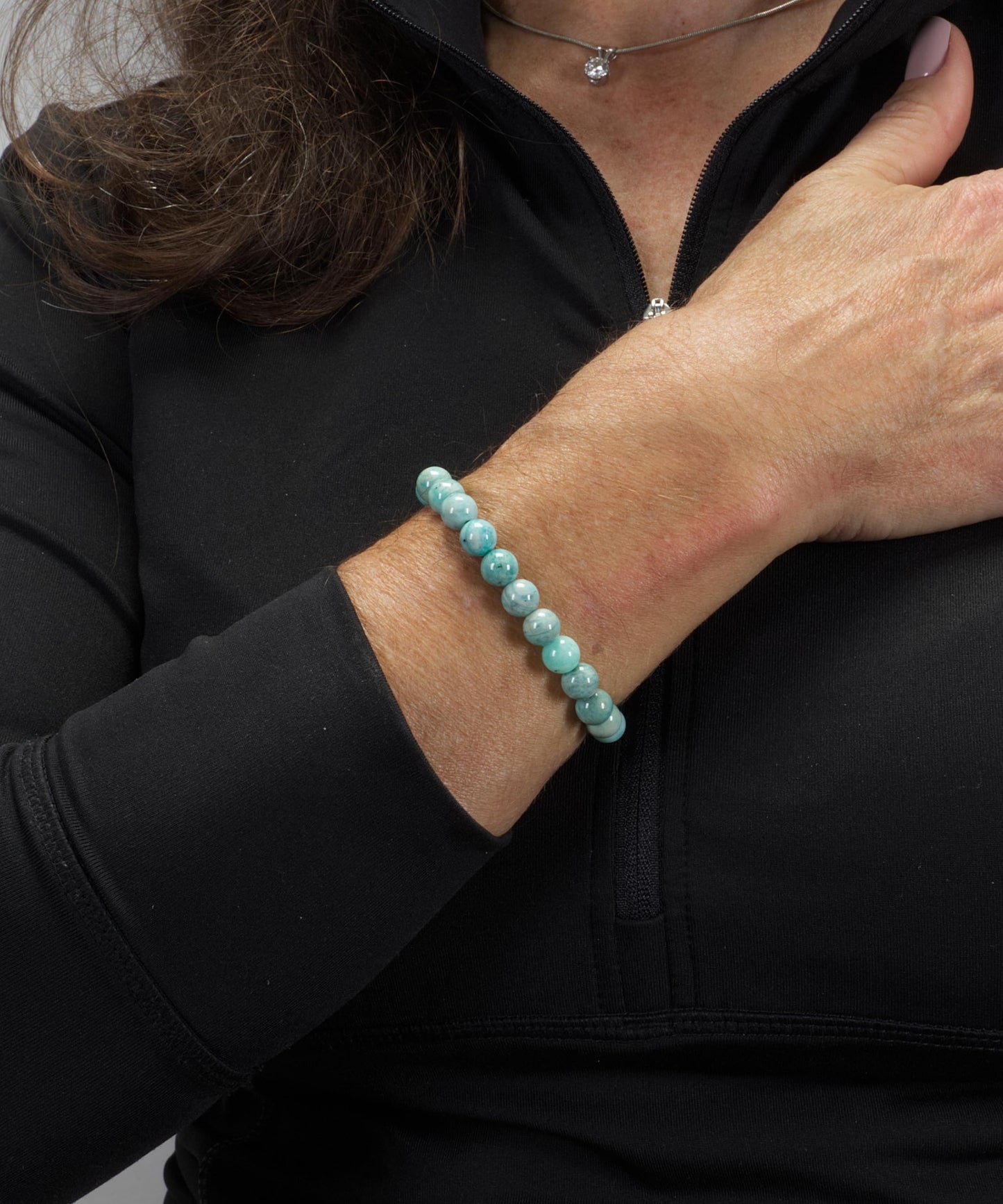 Cherry Tree Collection - Small, Medium, Large Sizes - Gemstone Beaded Bracelets For Women and Men - 8mm Round Beads (Russian Amazonite - Medium)