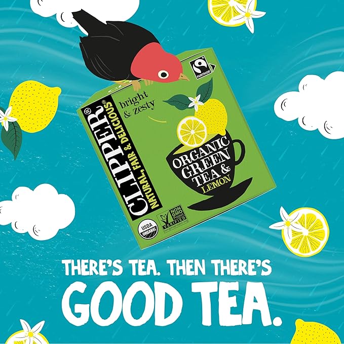 Clipper Tea Green Tea & Lemon Teabags – USDA Organic, Great Hot or Iced – Bright, Zippy, Natural, Fair & Delicious – 200 Tea Bags