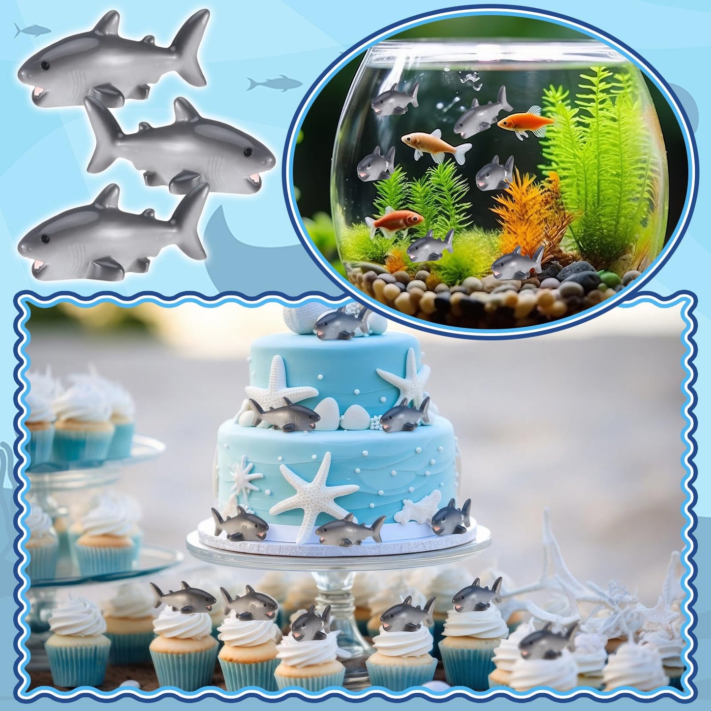Beeveer 50 Pcs Mini Resin Shark Miniature Figurines Shark DIY Accessories Kit for Fish Tank Decor, Fairy Garden, Succulent Planter, Moss Landscape, and Home Decor