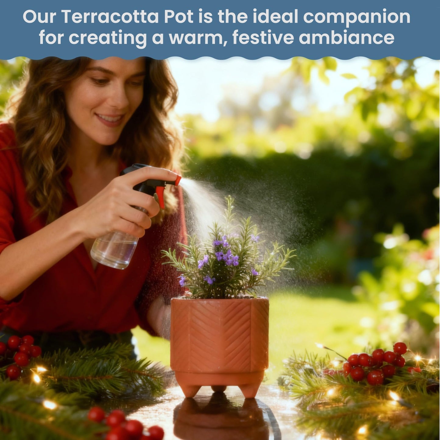 FINE Living 4 Inch Terracotta Pot with Chevron Pattern, Boho Ceramic Planter Clay Pots for Indoor Plants, Succulent Planter with Drainage Hole and Mesh Net for Gifts, Garden & Home Decor