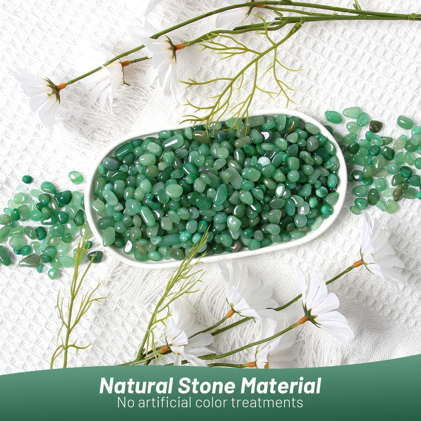 1.1lb Natural Crushed Green Aventurine Quartz Crystal Tumbled Chips-Green Aventurine Healing Crystals Chips Bulk, Crushed Crystal Gemstones for Crafts, Beautiful Package for Gift