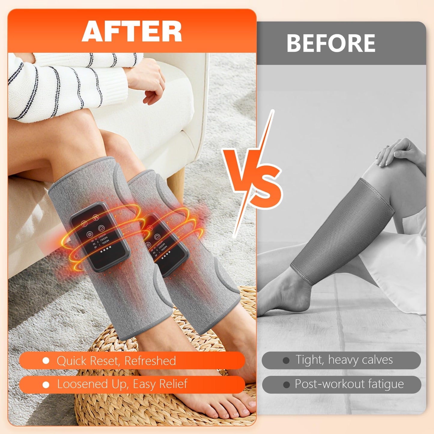 FLORAVIC Mother Gifts for Daily Pain & Comfort Use, Cordless Leg Massager with Heat, Calf Massager with Adjustable Wraps, Relaxing Gifts for Women, Him, Her, Dad, Runner & Seniors