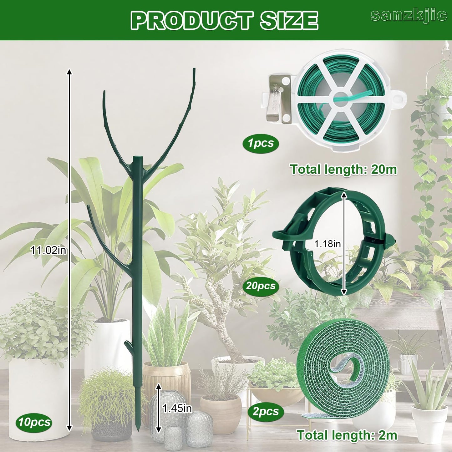 10pack Adjustable Plant Support Pole Stackable Indoor/Outdoor Support Pole with Clamps, Suitable for Supporting Monstera and Climbing Plants, Garden Accessories, Perfect Replacement for Plant Stakes