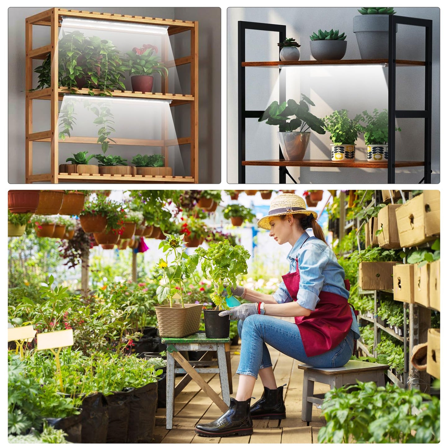 SDOVUERC 16'' 6 Bars Grow Light Strips for Indoor Plants with Auto ON/Off Timer 6/12/18H, 5 Dimmable Levels for Shelves Plant Growing(Pack 1)