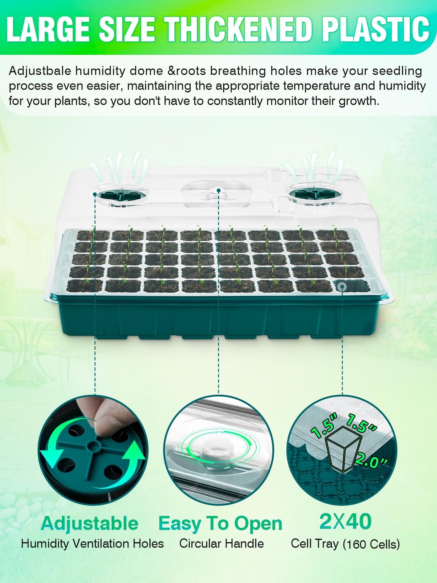 Hugbow Seed Starter Tray with Grow Lights and Heat Mat, 3-in-1 Soil Meter, 80-Cell Seed Growing Tray, Germination & Plant Propagation Station for Indoor Plants 2-Pack