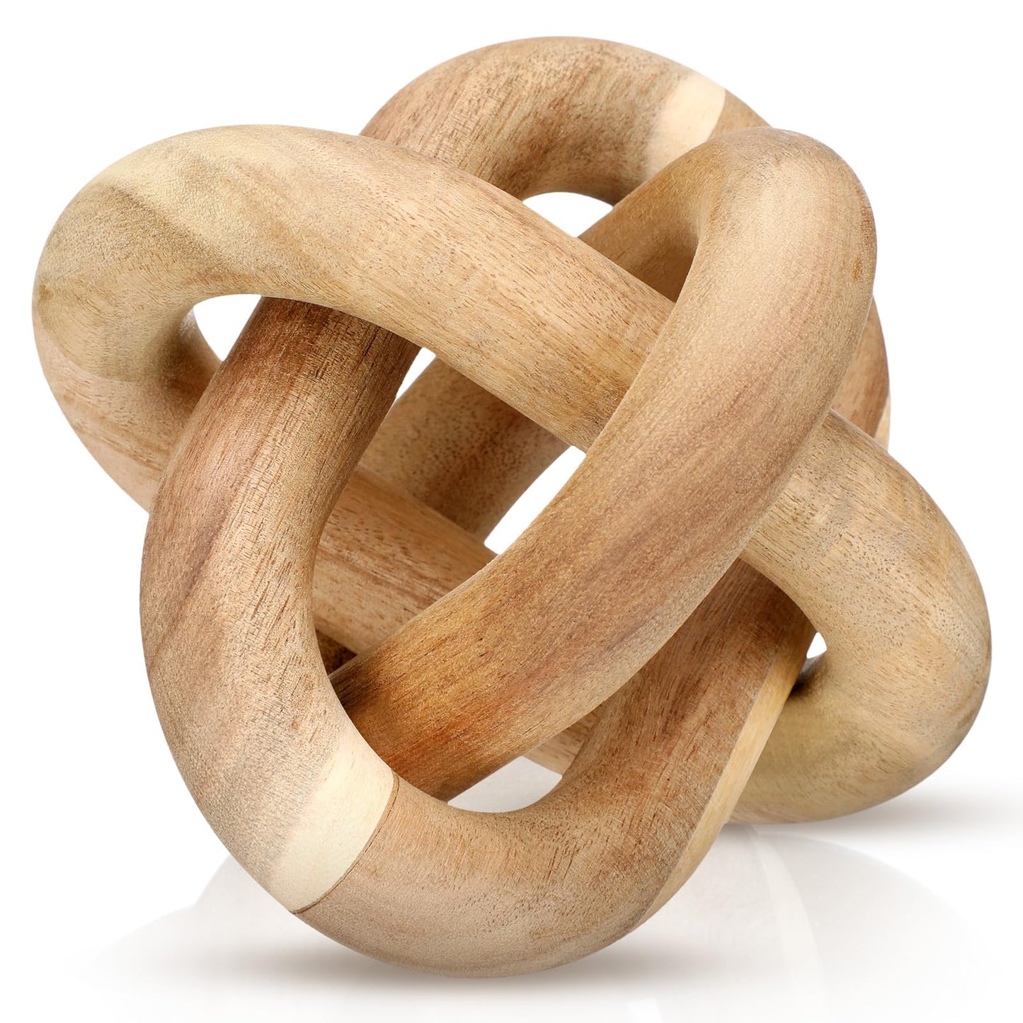 Yalikop 3 Link Wood Knot Decor Rustic Home Décor Accents Hand Carved Coffee Table Decoration, Boho Chain Link Decoration, Modern Shelf, Rustic Objects for Home Living Room Bedroom(Acacia Wood)