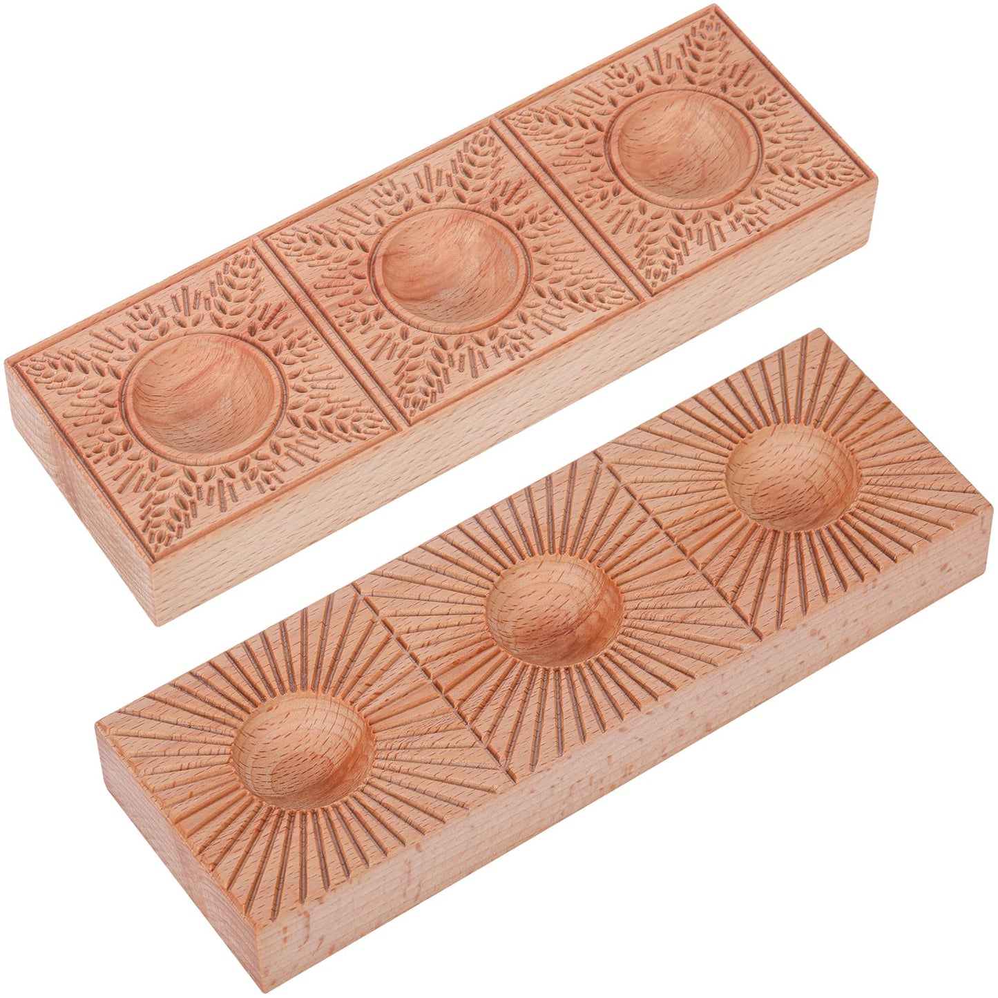 Triple Ravioli Molds Wooden Pasta Ravioli Board Double Sided Sunburst & Wheat Pattern Ravioletti Moulds Wood Pasta Raviolini Maker Molds Handmade 2 in 1 Ravioli Mold Press Maker Kitchen Fresh Pasta