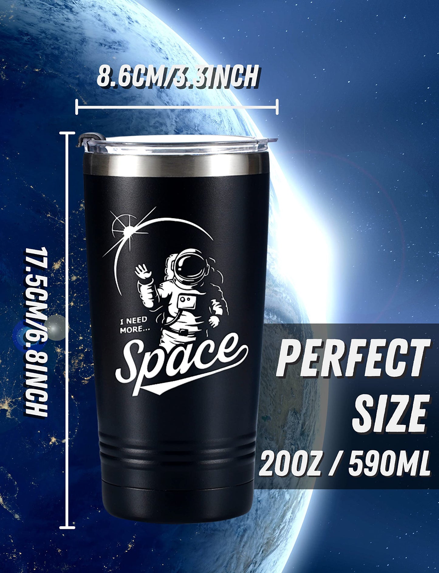 Onebttl Space Astronomy Introvert Gifts - I Need More Space Astronaut Tumbler - Science Travel Coffee Mug for Men Teens 20oz