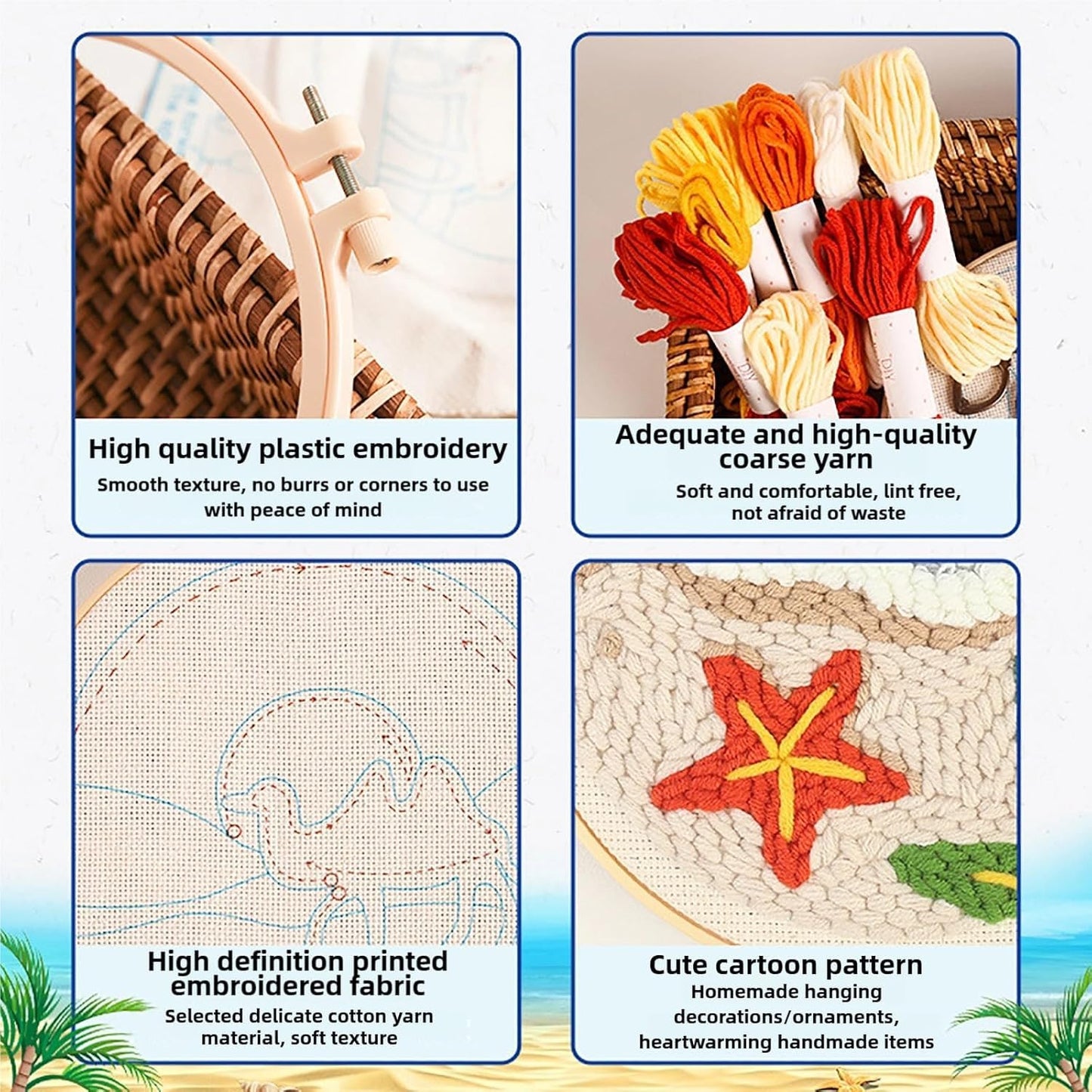 Punch Needle Kit for Beginners, Punch Stitching Kit for Adults, Needle Punch Kits for Adults, Brown Bear in The Forest DIY Embroidery Set for Crafts and Home Décor