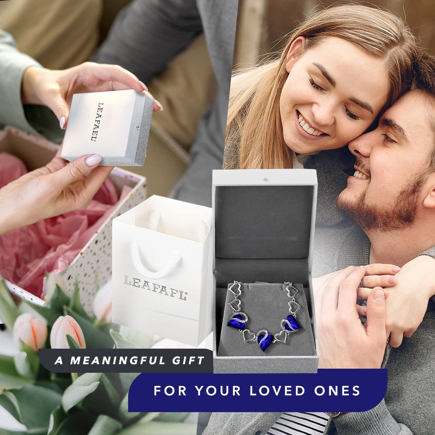 Leafael Mothers Day Gifts Infinity Love Heart Bracelet for Women, September Birthstone Crystal, Cobalt Sapphire Blue, Silver Tone Adjustable Chain